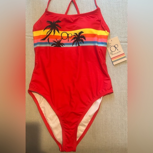 OP Ocean pacific women swimsuit Sz#Small 1 piece cherry red New - Picture 4 of 11